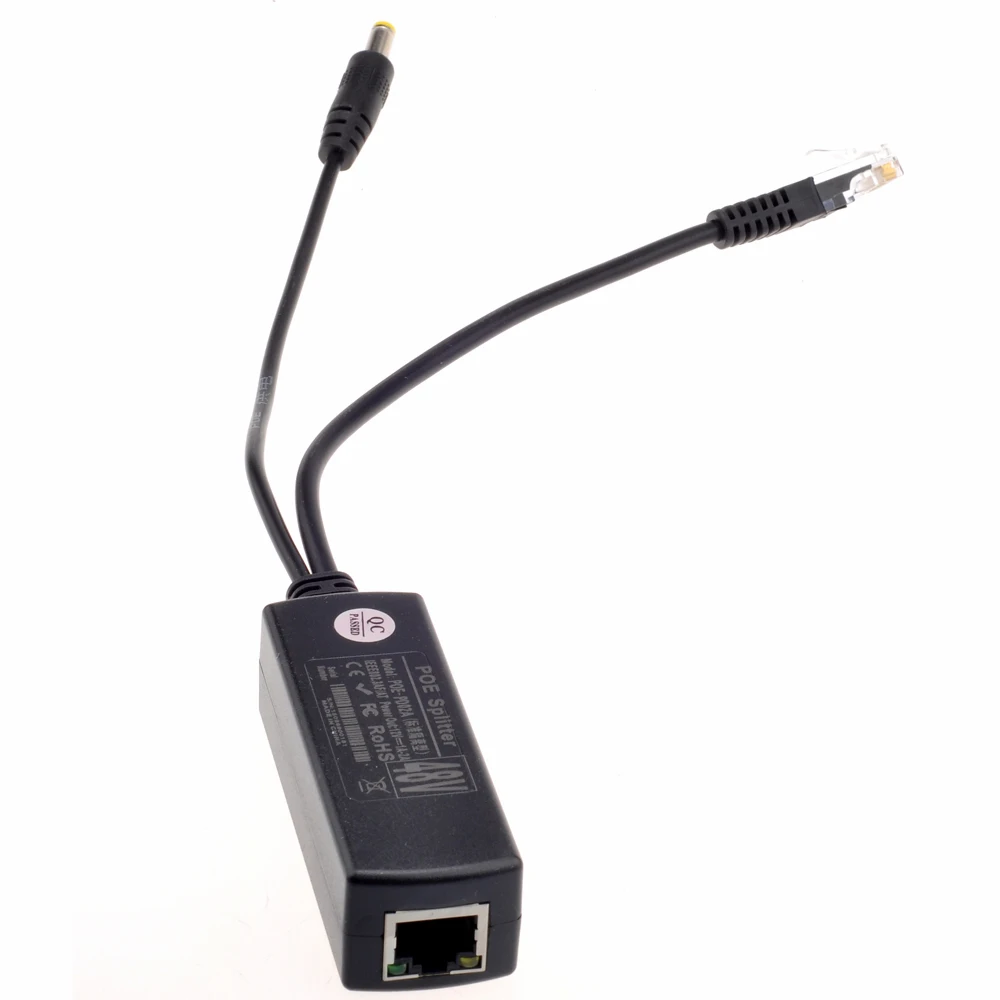 Gadinan IEEE 802.3af 10/100M PoE Splitter with 48V Input and 12V Output Standard Adapter Let 12V DC IP Camera Become POE Camera