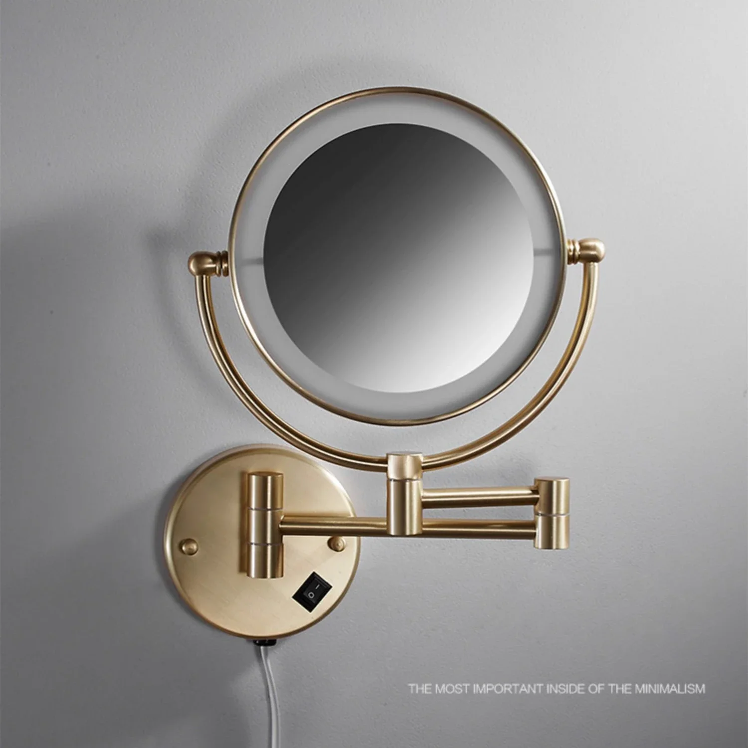 

Antique Brass Dual Side LED Cosmetic Mirror with 3X/5X/10X Magnification Extending Folding Brushed Gold Wall Lamp Makeup Mirror