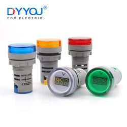 AC 20-500V DC 5V-60V Volt Voltage Digital Voltmeter 22mm Round Tester Meter Monitor LED Indicator Small Voltage Meters Display