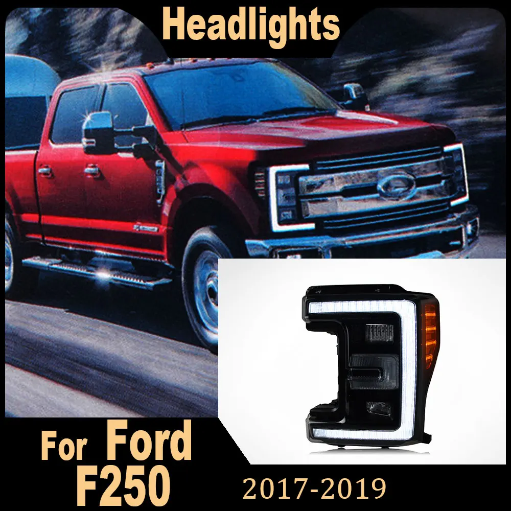 2Pcs Car Head Lamp Ford F250 2017 2018 2018 modification full LED Headlight assembly Projector Lens DRL  Automotive Accessories