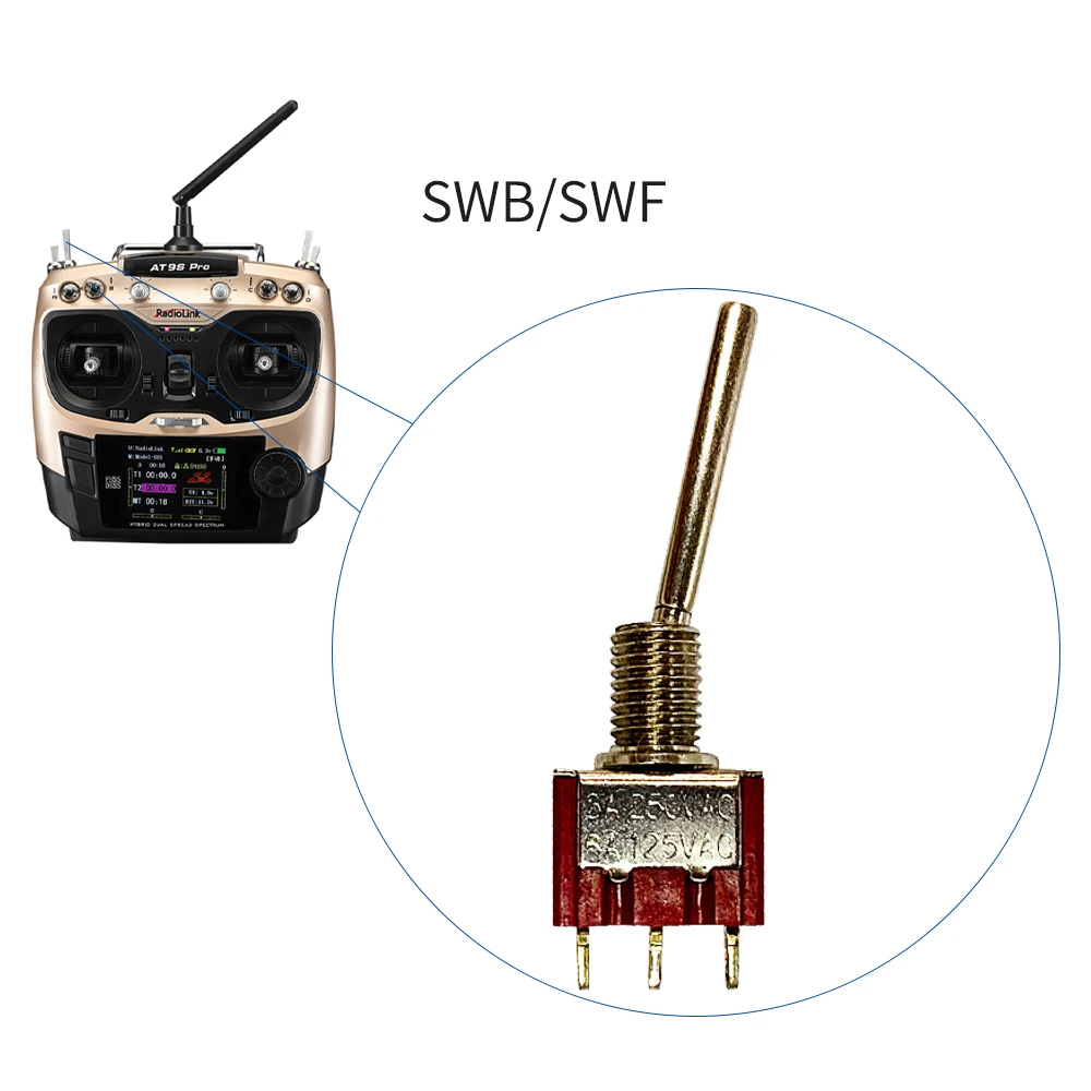 Radiolink Two-way-position 2 Gear Long Switch for AT9/AT9S/AT10/AT10II SWB or SWF Accessories Replacement Parts