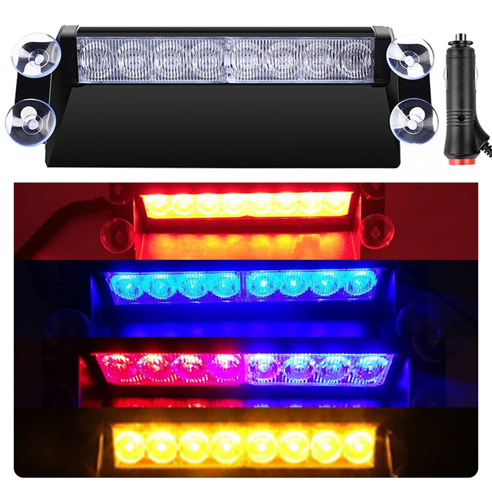 LED Strobe Light 12V 8LED Car Warnings Light Strobe Light Front Windshield Shovel Light Burst Flash Driveway Lights