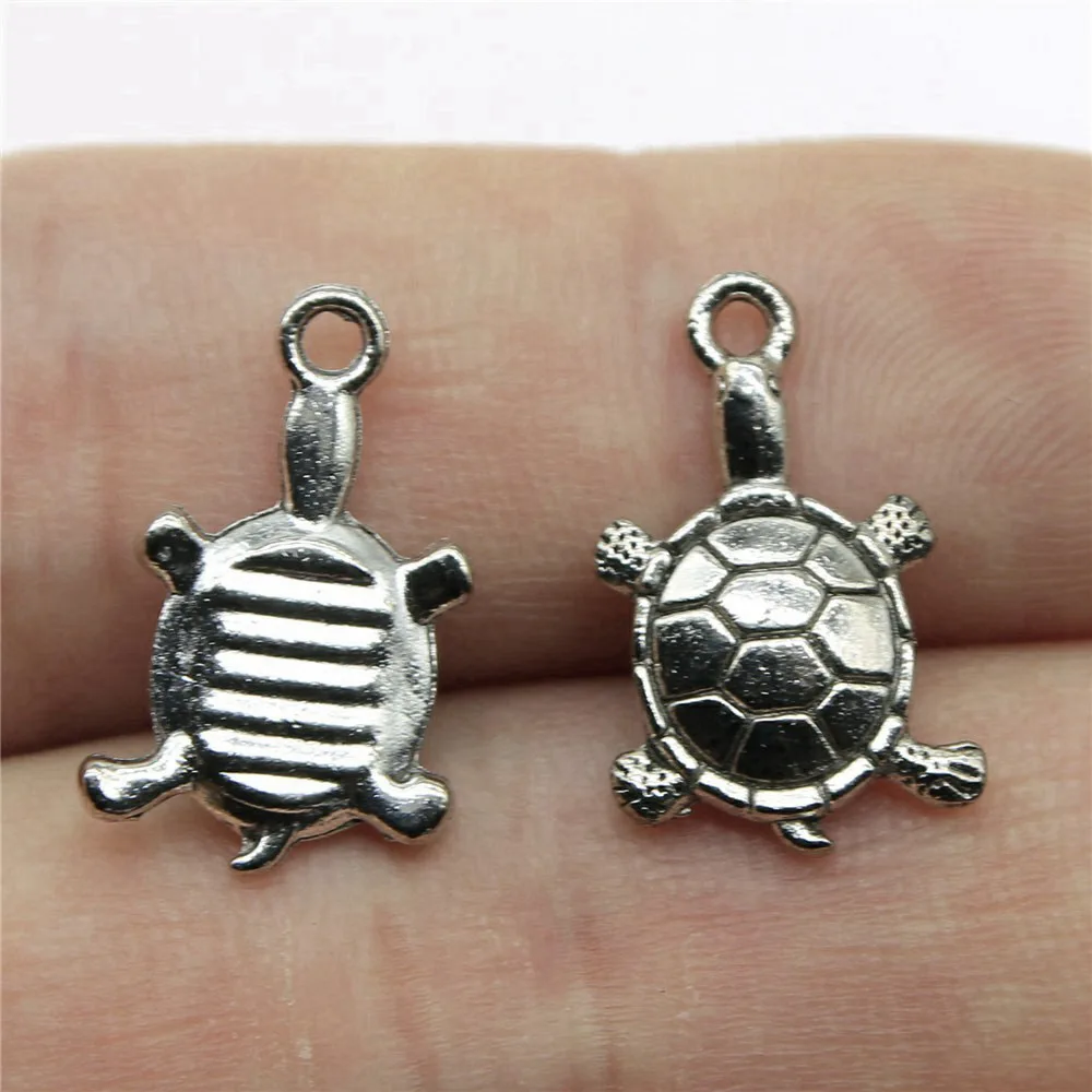 10pcs/lot 18x11mm Tortoise Charms For Jewelry Making Antique Silver Color 0.71x0.43inch