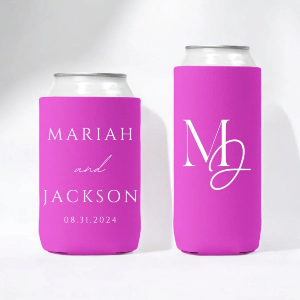 10/20/30pcs Monogram Wedding Can Coolers | Personalized Initial Drink Sleeves for Guests, Custom Reception Favors, Bulk Foam Bee