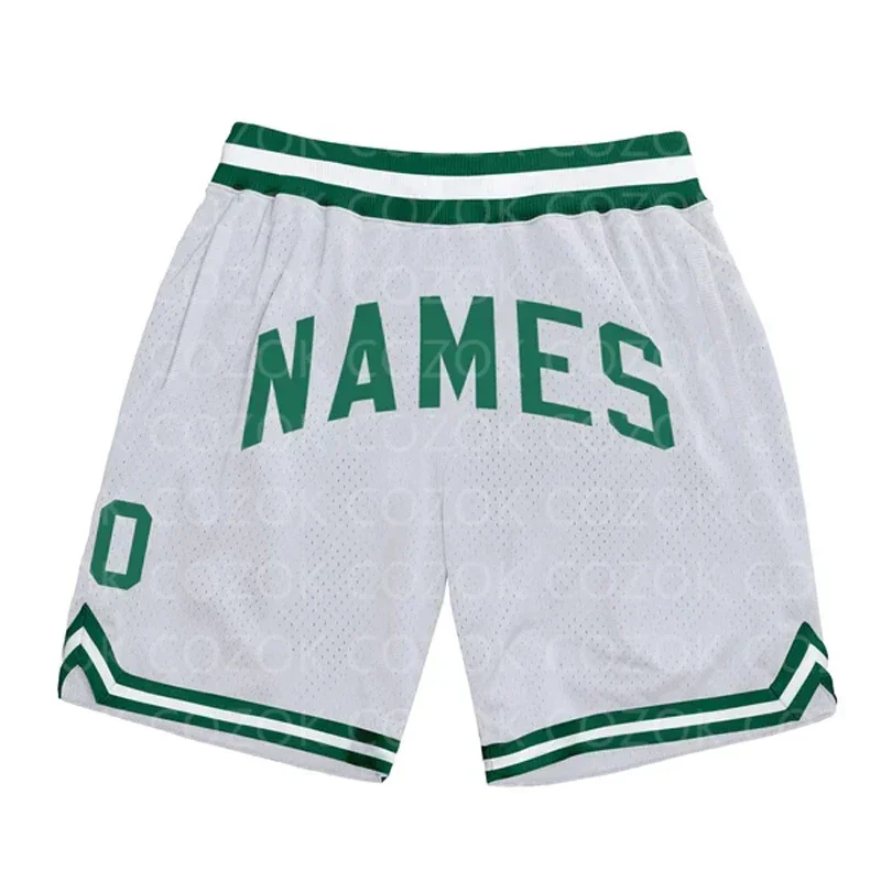 Pantaloncini da basket autentici bianchi personalizzati Pantaloncini da uomo stampati in 3D Nome personalizzato Pantaloncini da spiaggia ad asciugatura rapida Mumber