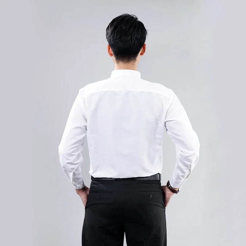 Men Dress Shirt White Color Mens Formal Business Shirts Male Performance Tuxedo Wedding Party Stage Tops Clothing