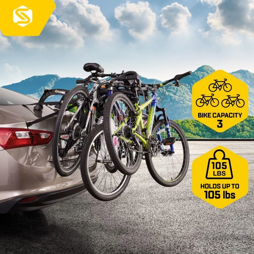 Bones EX 3-Bike Trunk Rack ที่วางจักรยาน ทนทาน ปลอดสนิม สายรัดป้องกันการโยง เหมาะกับยานพาหนะส่วนใหญ่ ดีไซน์ตามโค้ง