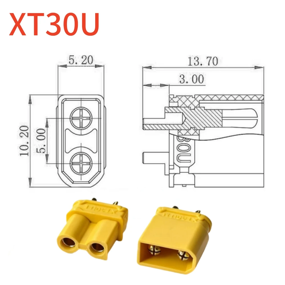 ขั้วต่อ XT30 5 คู่ ขั้วต่อแบบหัวกระสุน XT30U ตัวผู้ ตัวเมีย ขั้วต่อแบบกล้วย 2 มม. XT-30 สำหรับรถบังคับวิทยุ FPV แบตเตอรี่ลิโพ อะไหล่