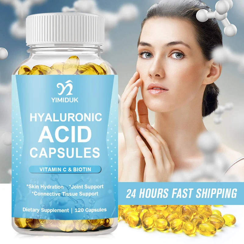 Hyaluronic Acid Capsules, with Vitamin C & Biotin 3 in 1 Support - Skin Hydration, Joint Lubrication, Hair and Eye Health