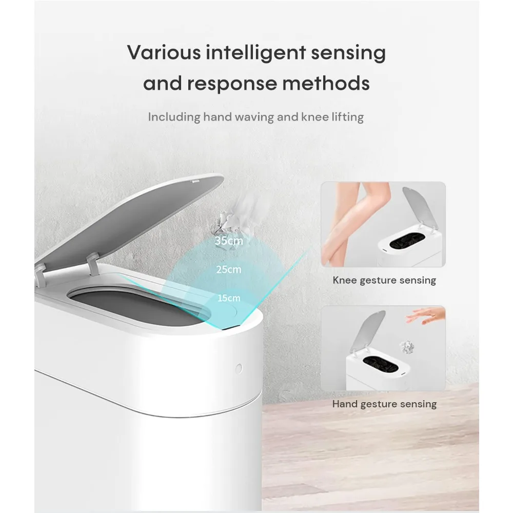 

T3 Slim Automatic Infrared Motion Sensor Trash Can with Lid, Bathroom Touchless Trash Cans with Lids- White x1 Refill Ring