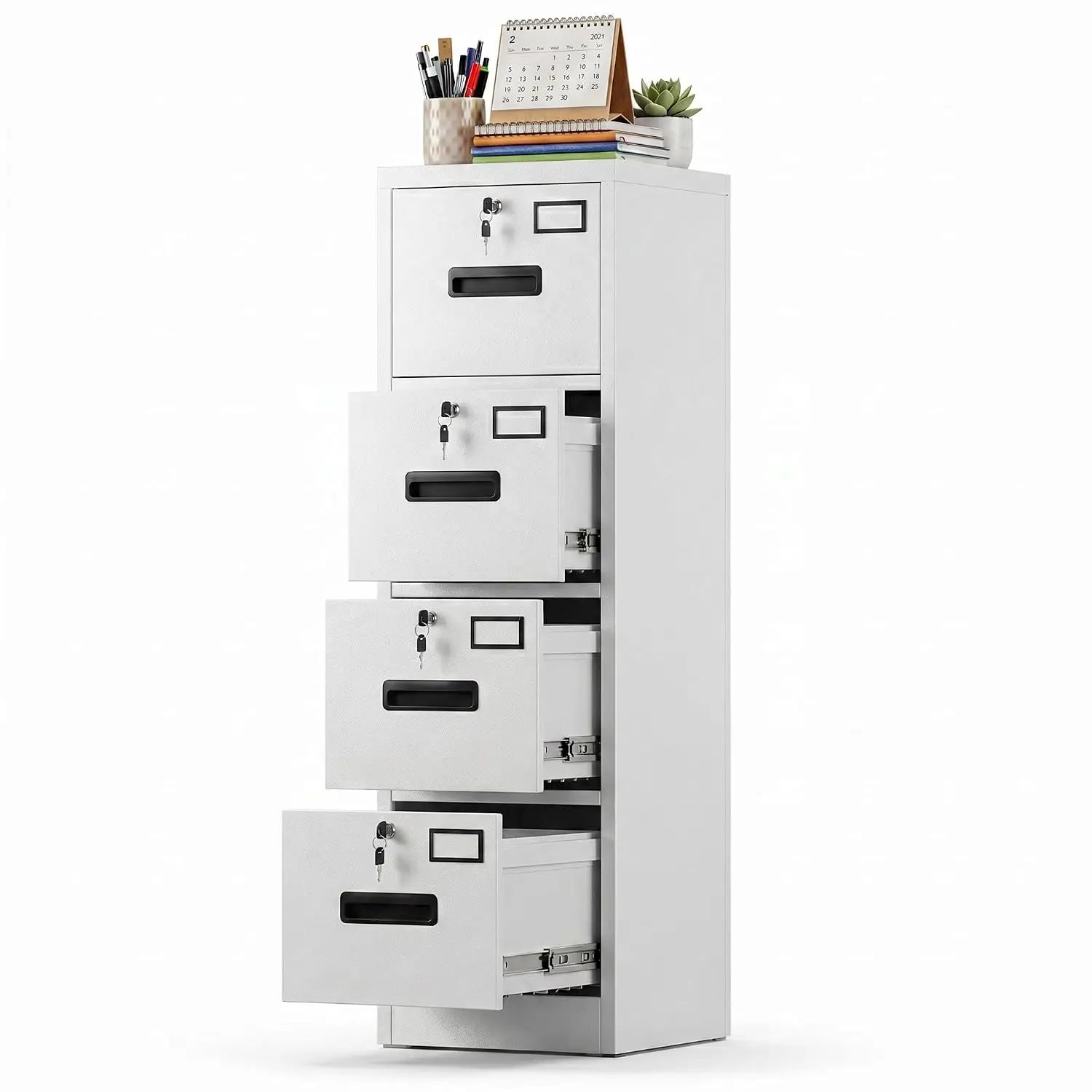 4-Drawer Vertical Metal File Cabinet with 4 Locks for Letter & Legal & A4 Files, 17.72