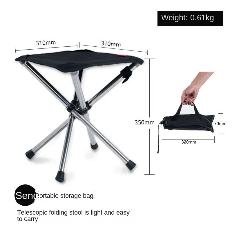 Outdoor Telescopic Folding Stool Portable Horse Stool Camping Chair Stainless Steel Folding Fishing Bench Folding Chair