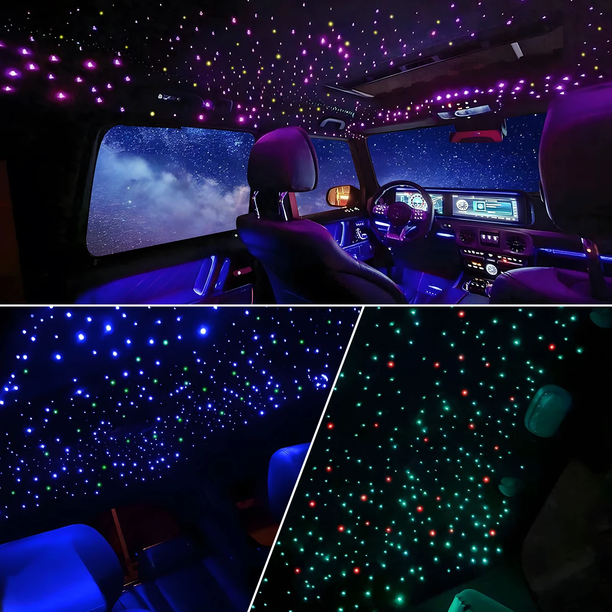 Luz de estrella de techo de coche centelleante de 20W con Control de aplicación de música de meteorito RGB, Kit de luz de techo de estrella de fibra óptica para techo de cielo estrellado