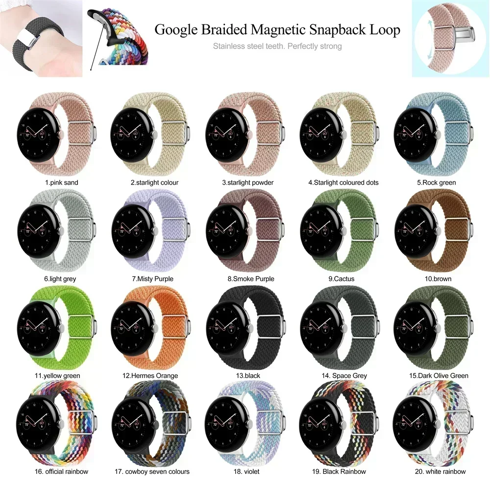 Nuovo cinturino intrecciato Solo Loop per cinturino Google Pixel Bracciale magnetico in nylon elastico Correa per cinturino Google Pixel Watch 2