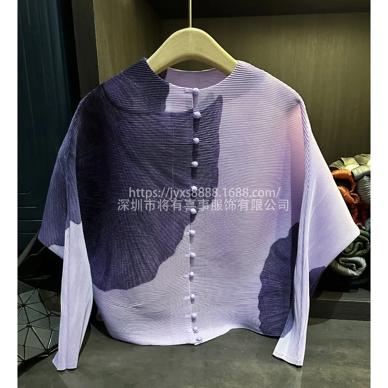 

Miyake Pleated Jacket Fall Women's 2025 Short Jacket Plus Size Casual Loose Temperament Casual Cardigan Top New Women Clothing