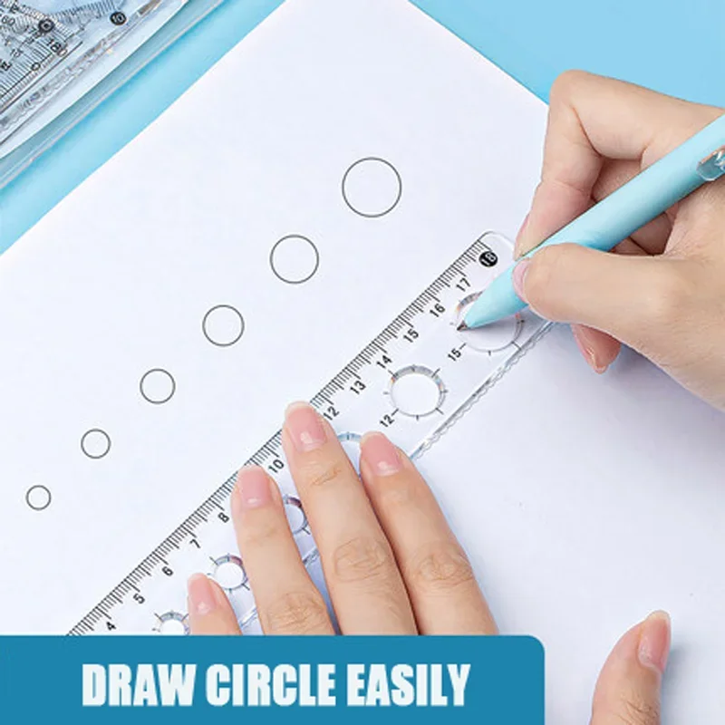 4Pcs/Set AIHAO LB00494 Rilakkuma Ruler Set Plastic Geometry Maths Square Drawing Compass Stationery Angle Rulers For School