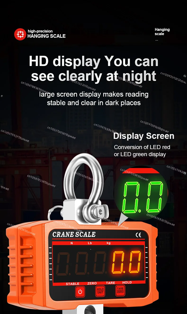 2000Kg Portable Hook Scale Wireless Electronic Weighing Scale High Precision Portable Direct Vision 2t