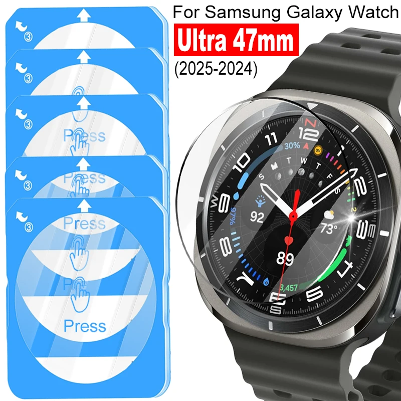 

Закаленное стекло для Samsung Galaxy Watch Ultra 47 мм 2025 2024, защитное стекло для экрана часов с защитой от царапин и инструментом для автоматического выравнивания