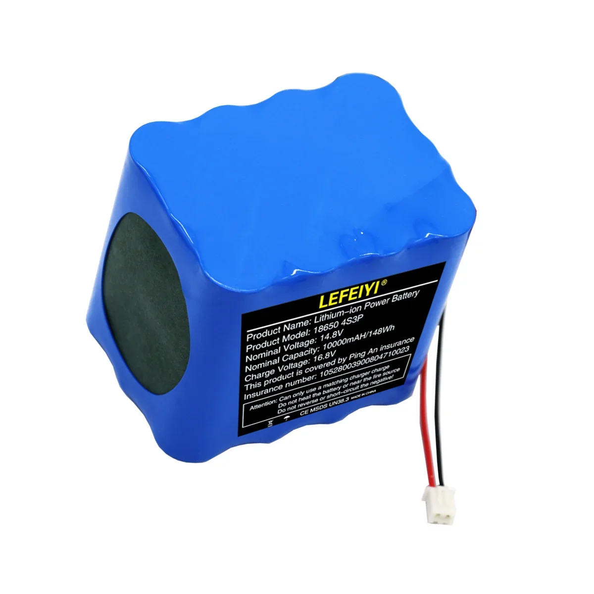 14.8V 10000mAh 18650 Li-iom Battery Pack with 5A BMS for Night Fishing Lamp Heater Miner's Lamp Amplifier Etc