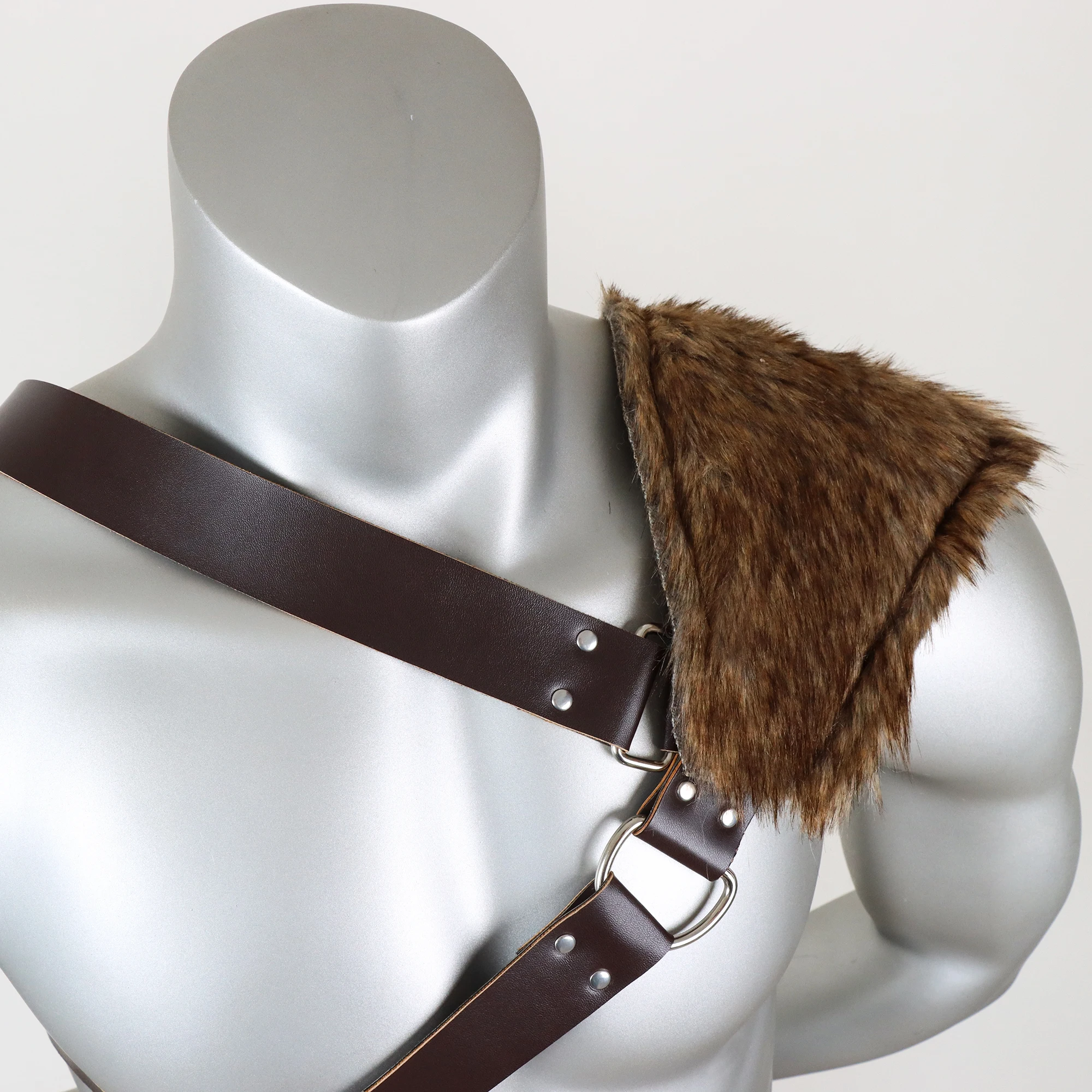 Średniowieczny rycerz do odgrywania ról Fantasy podwójnie szeroki Faux skórzana nerka Viking renesansowy pancerz na ramię kostium pirata akcesoria