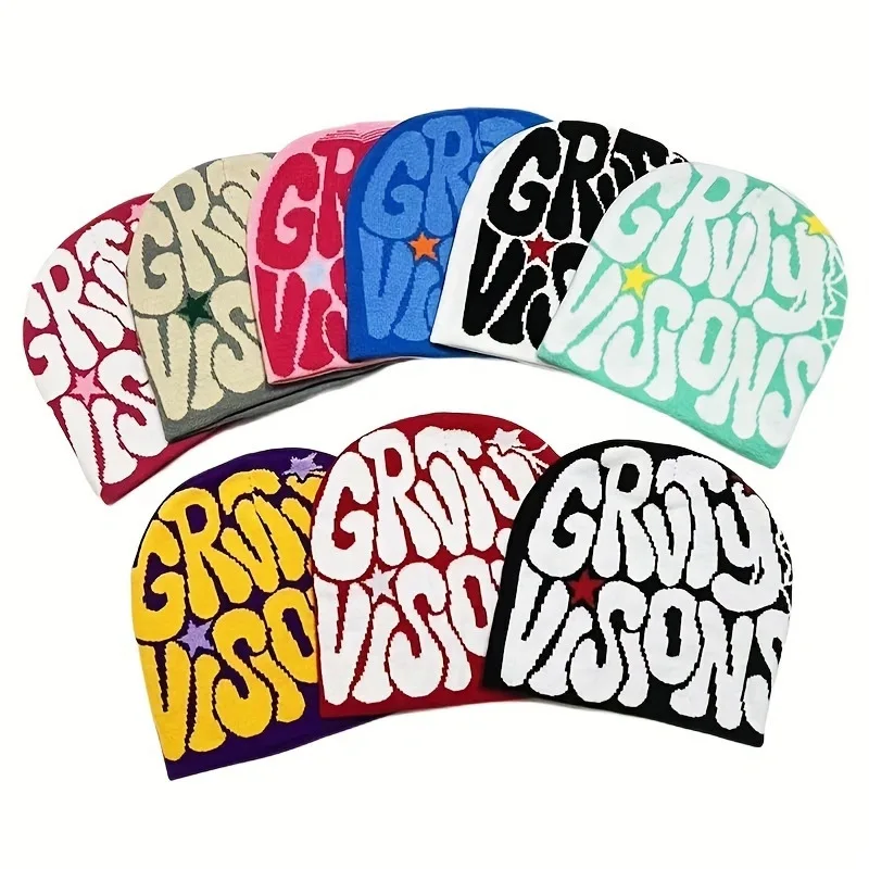 New European and American popular acrylic material GR letter jacquard outdoor fashion knitted hat for men and women beanie hat