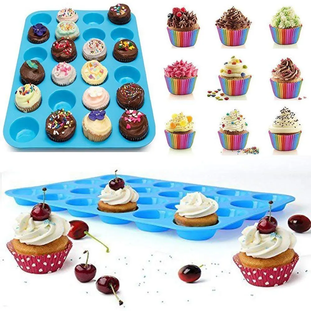 24 Cavity Mini Muffin Silicone Molds Soap Mould Silicone Form Chocolate Mould Cupcake Cups Bakeware Cup Cake Baking Tool Mold