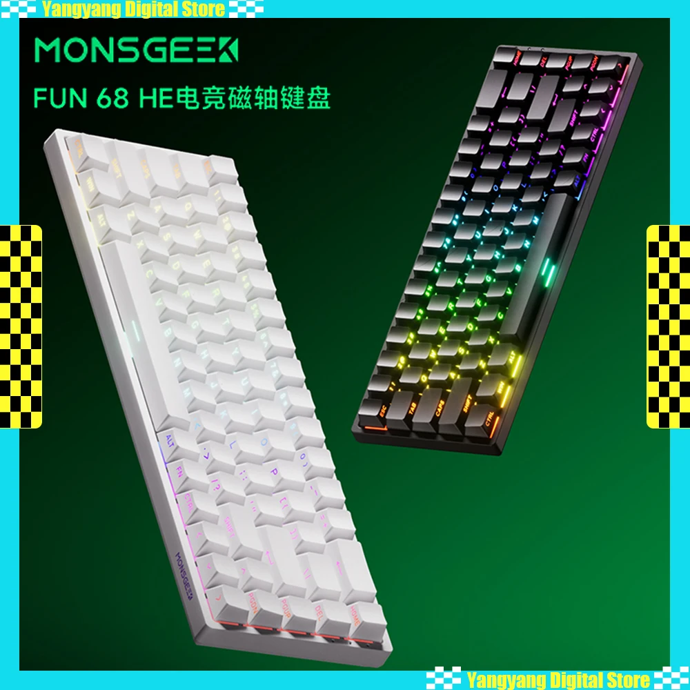

Monsgeek FUN68 Механические клавиатуры с магнитным переключателем RGB Light с низкой задержкой 8K RT0.01 Пользовательская эргономичная клавиатура для киберспорта и геймера