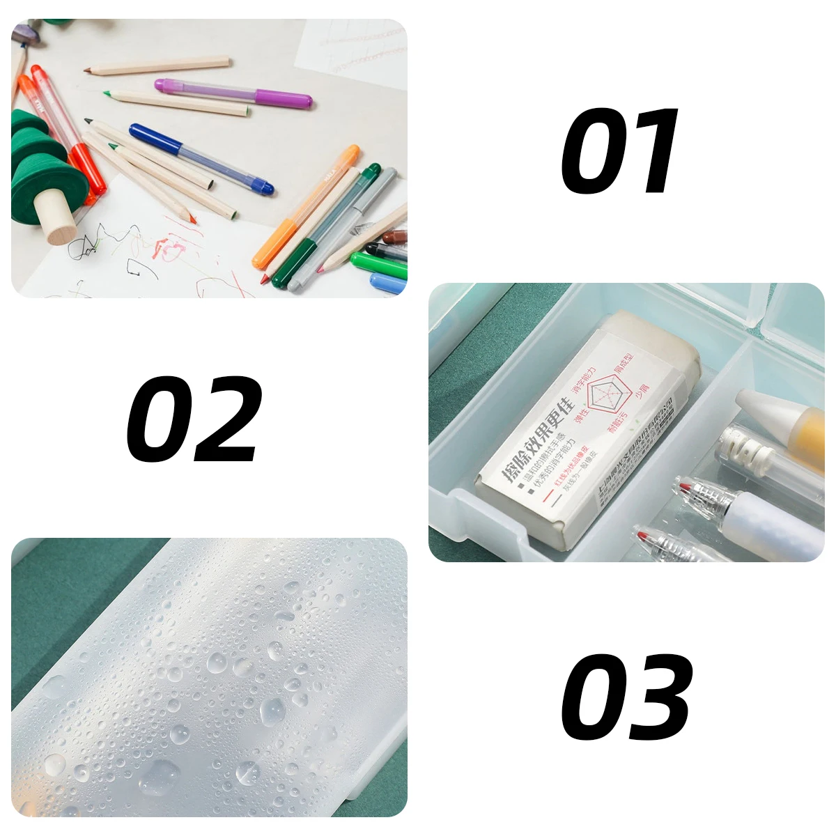 

3Pcs Plastic Pencil Box Translucent Stationery Case Multi-Functional Student Pen Storage Organizer Writing Supplies Holder
