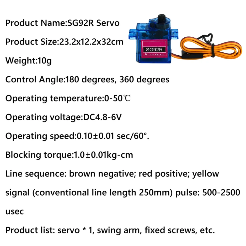 MG945 MG946R Metal Gear Servo Motor 180 360 Degree SG92R RC Vehicle Servmotor High Speed Model Airplane Motors for RC Car Robot