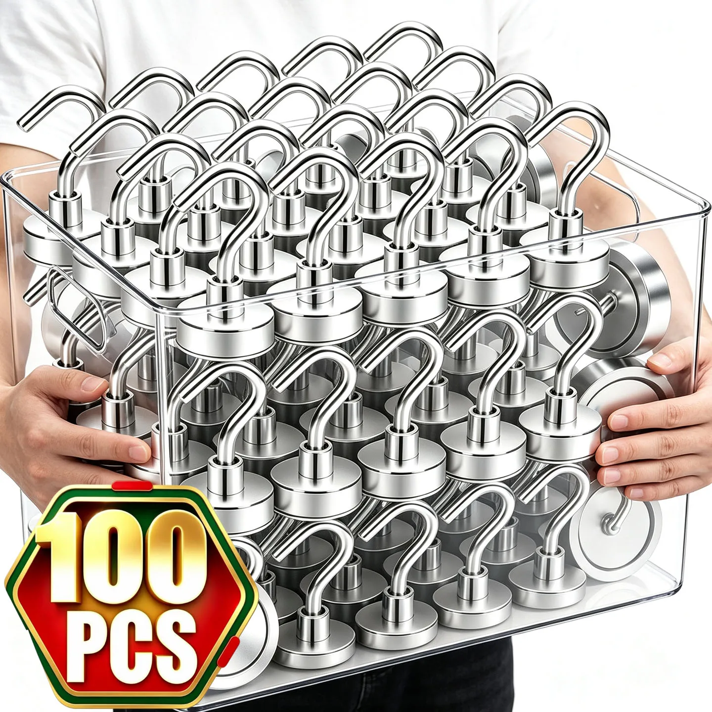 Image of Hochleistungsstarke Magnethaken aus starkem Neodym-Seltenerdmetall, magnetischer Aufhänger, magnetischer Aufbewahrungshalter