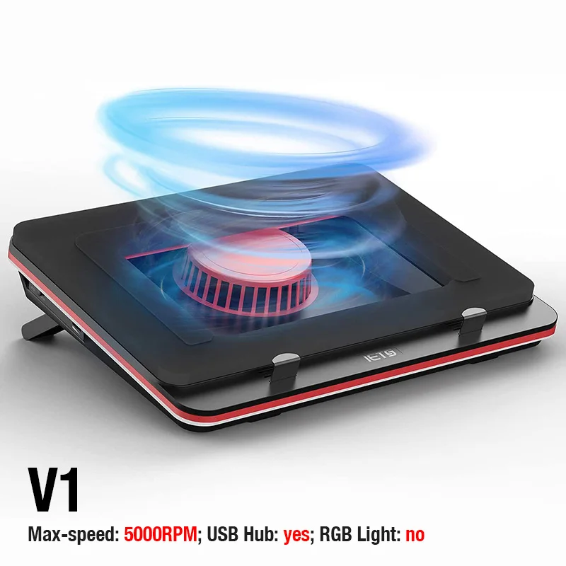 IETS GT500 Laptopkoelstandaard V2/V1/S2/B0 Serie Koelkussen 5000 RPM Externe Koeler voor 13", 15" tot 17,3" Gaming-notebooks