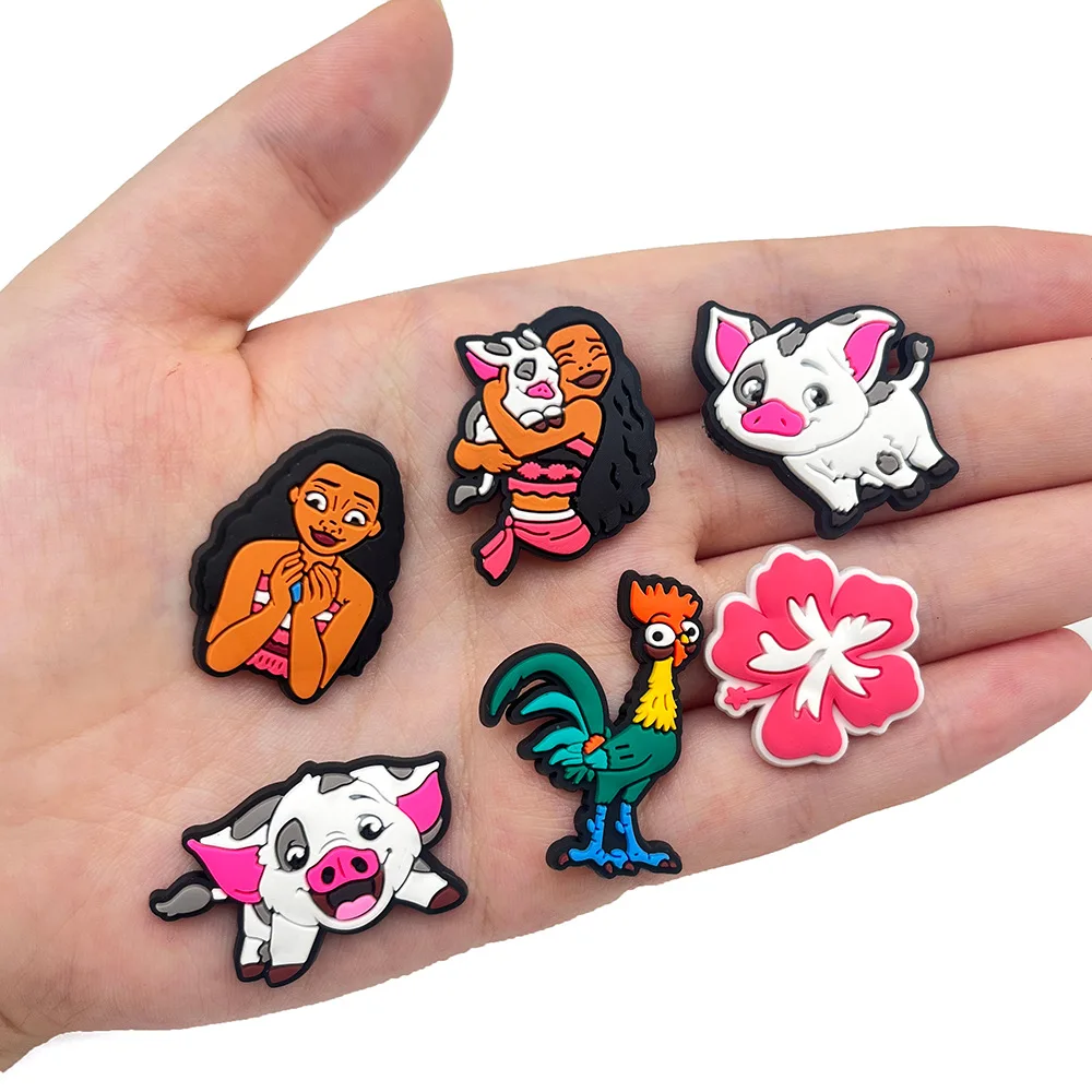 Mesuca 15pcs Moana Princess Series Shoe Charms DIY Clog Sandals Wristband Bracelets Decoration Shoes Accessories for Gift