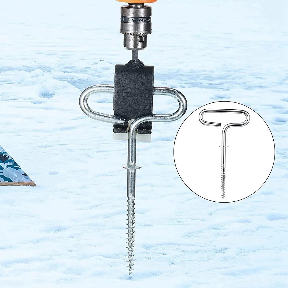 A79E-Ice Fishing Shelter Anchor Ice Shanty Anchor Outdoor Camping Tent Threaded Tent Peg Winter Steel Ice Tent Accessories