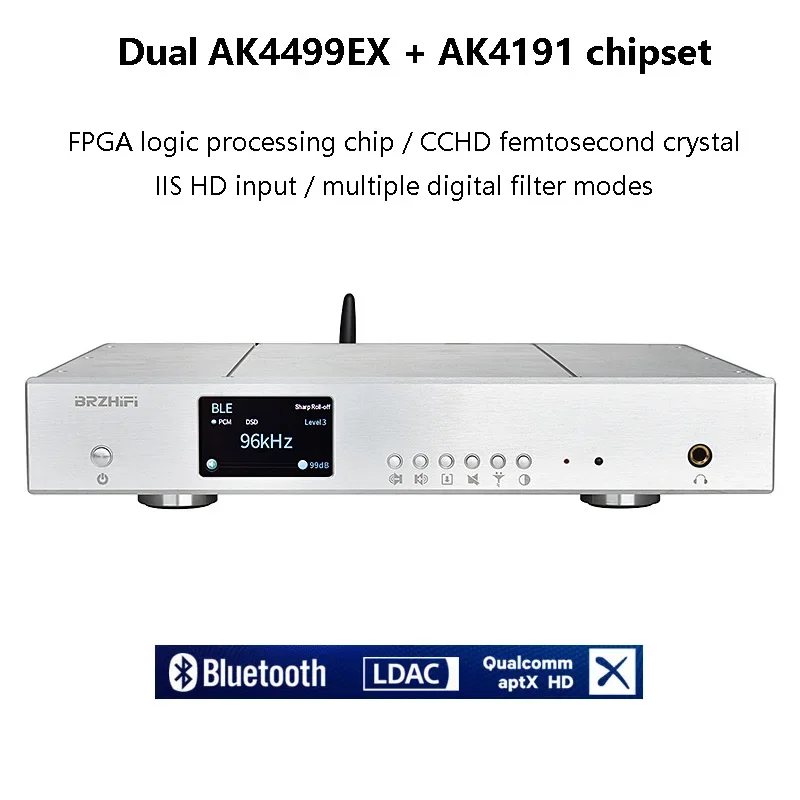 Dual AK4499EX Audio Decoder Fully Balanced QCC5125 Bluetooth HIFI Digital Audio Decoder AMANERO USB DSD512 Femtosecond Crystal