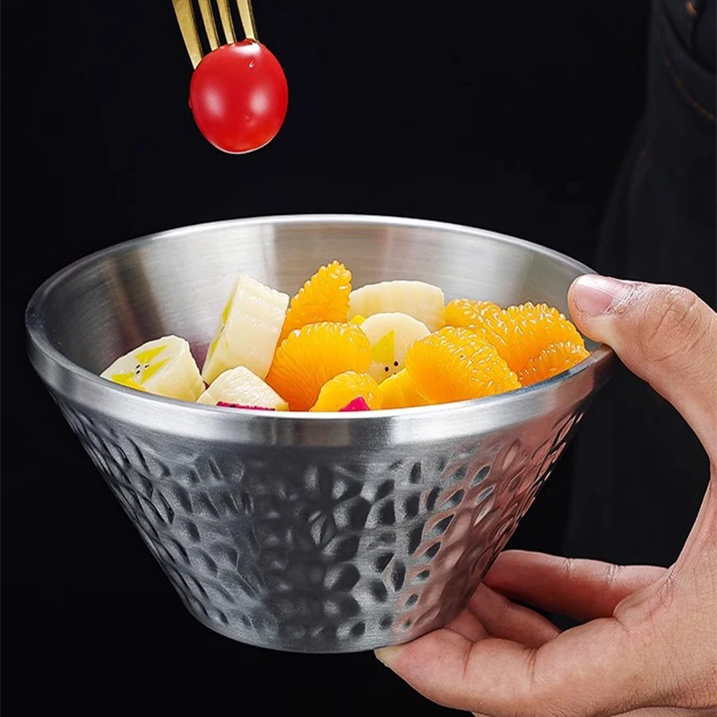 304 Korean Style Stainless Steel Rice Bowl, Double-layer Insulated Bowl