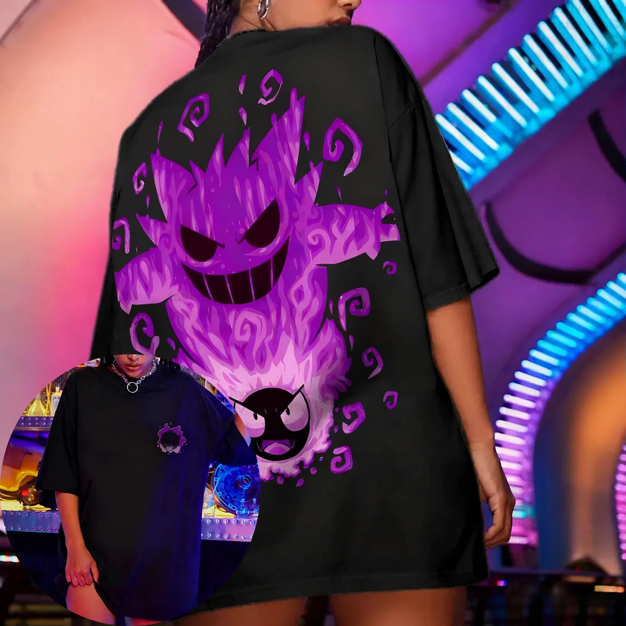 بوكيمون أنيمي Co وصفت تي شيرت مطبوع 2026 الرجال والنساء صيف جديد الهيب هوب العصرية اليومية فضفاضة Y2K الوالدين والطفل #3