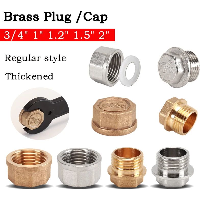 

3/4" 1" 1.2" 1.5" 2" Female/Male Thread Brass Pipe Hex Head Brass Stopper/End Cap/Plug Plumbing Fitting Connector Faucet Adapter
