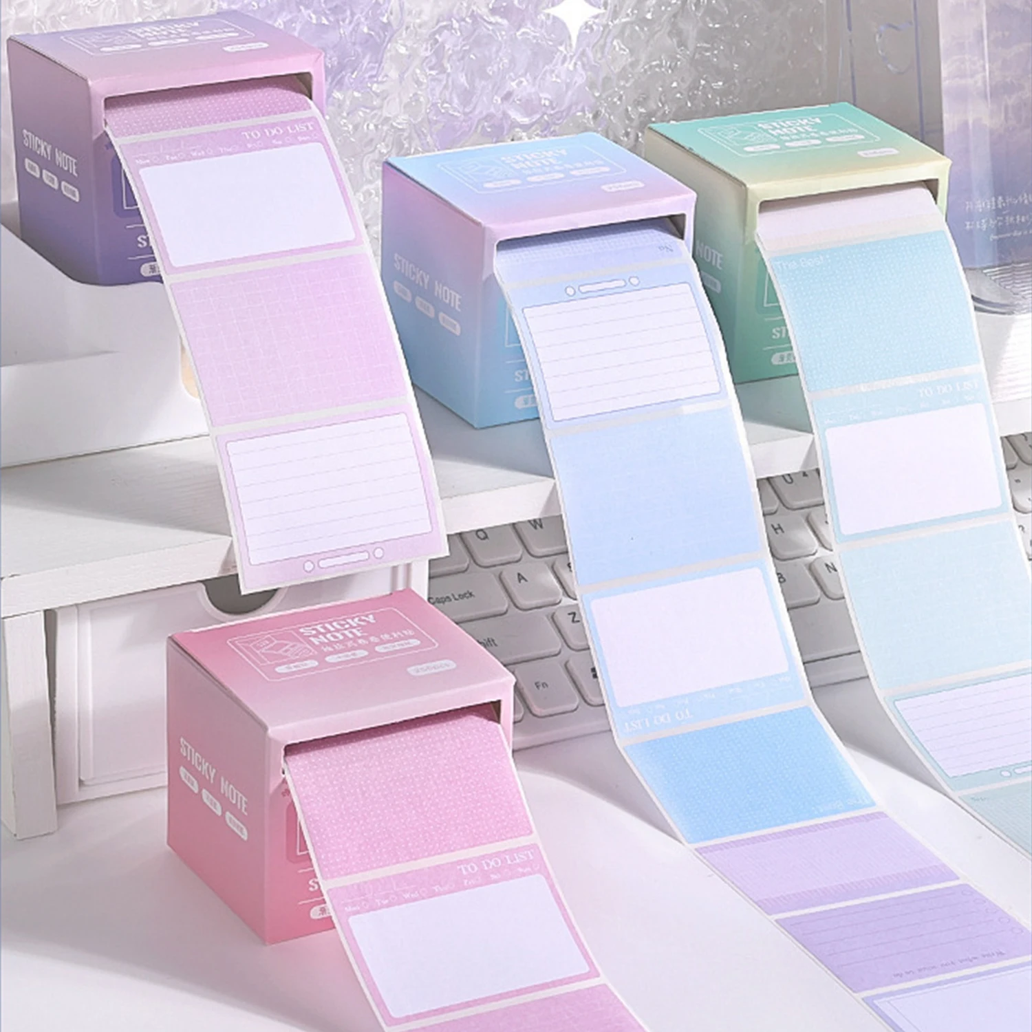 256 Pcs/Box Pull-out Sticky Notes Full Adhesive Tearable Notes Stickers 8 Style Optional Home Office School Student Note paper