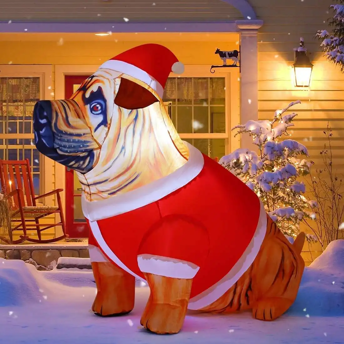 Wholesale  4 FT Tall Christmas Bulldog Inflatable LED Lights Lawn Garden Decorations Yard Holiday Party Decorations
