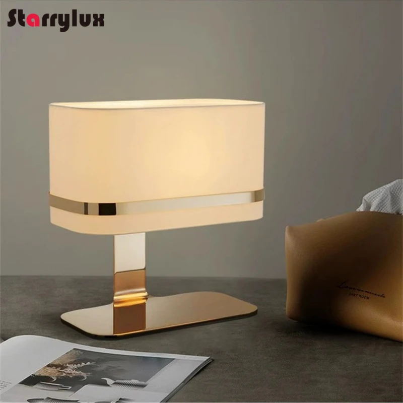 

Italian Stainless Steel Luxury Table Lamp American Design Premium for Living Room Bedroom Study Desk Lamp