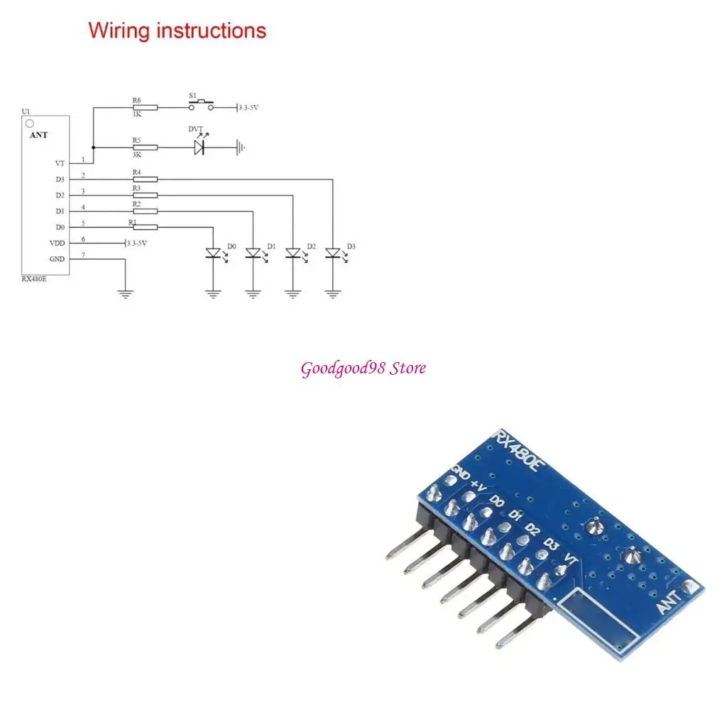 

5Pcs RX480-E Superheterodyne Receiving Module Wireless Decoding Module Board