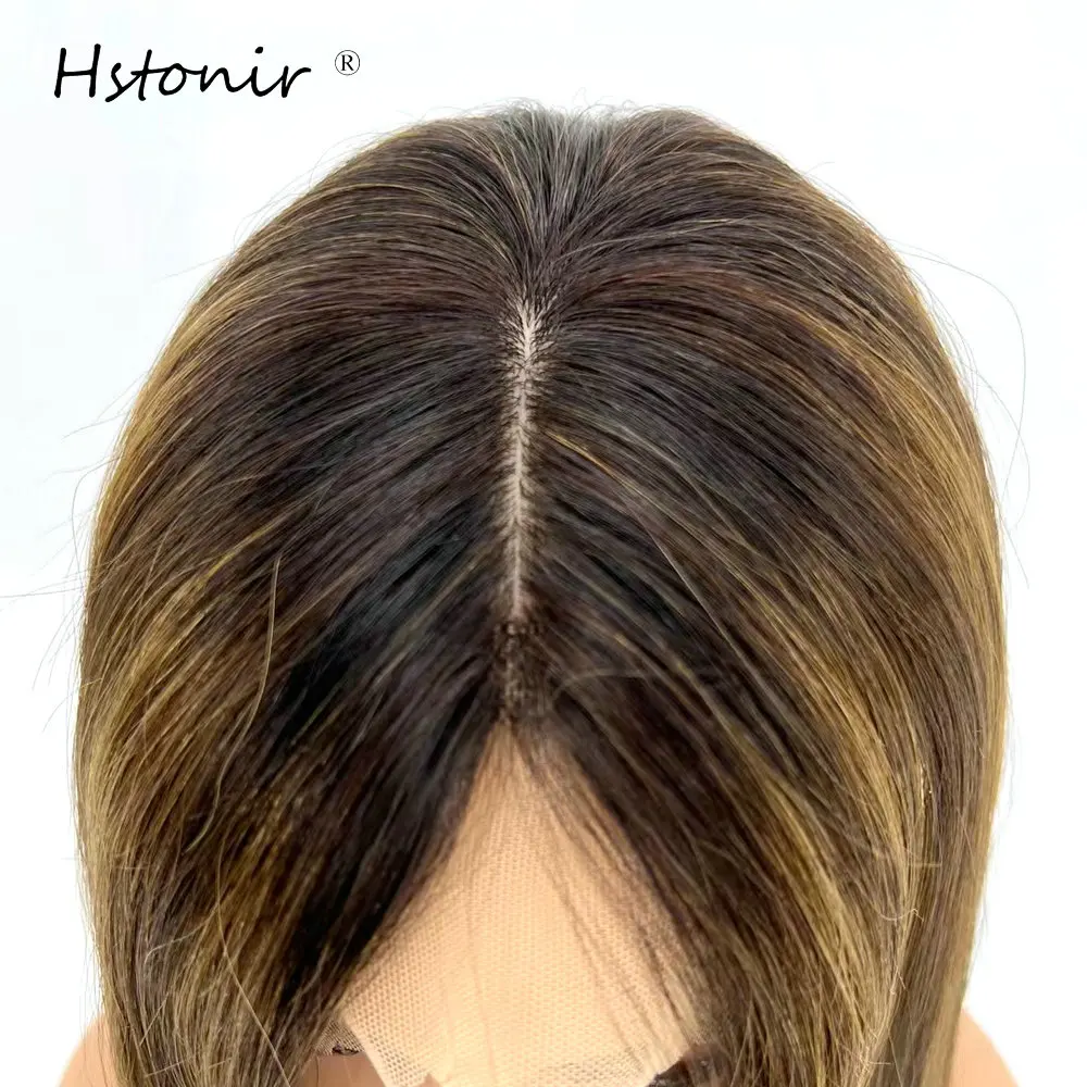 Hstonir Silk Top Full Lace European Remy Hair Wig For Women With Lace Front Human Hair Pelucas Straight Highlight Judaica G045