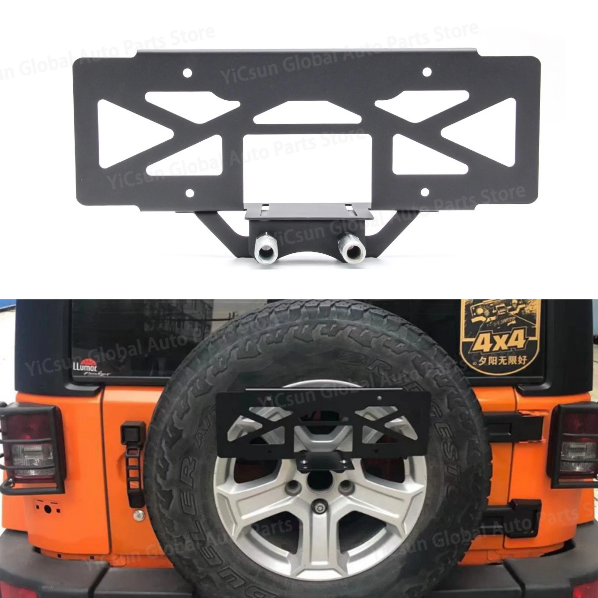 Registration Plate Holder Car Rear Spare Tire Metal License Plate Mount Bracket Holder for Jeep Wrangler JL 2018-2023 Up