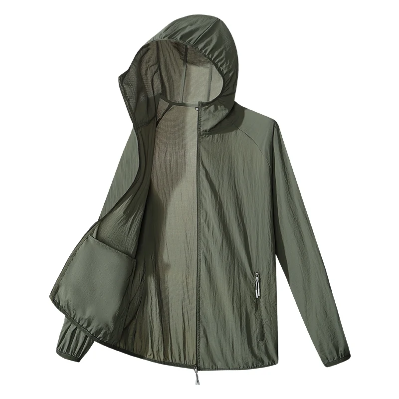 

2026 Summer Camping Waterproof Jacket Men Women Sunscreen Clothing Ice Silk Hooded Quick Dry Outdoor Anti-ultraviolet Skin Coat
