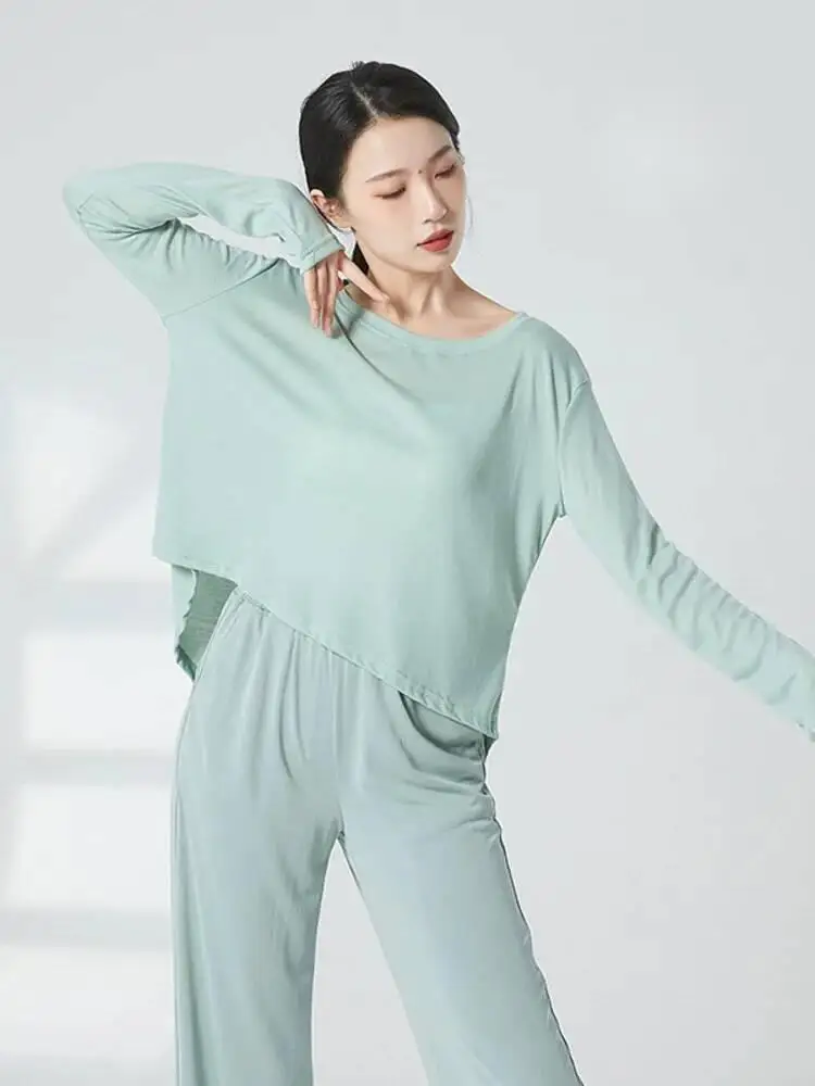 Frauen Langarm Lose Fit Moderne Dancewear Einfarbig Bluse Zeitgenössische Jazz Bühne Leistung Outfit Praxis Training Top