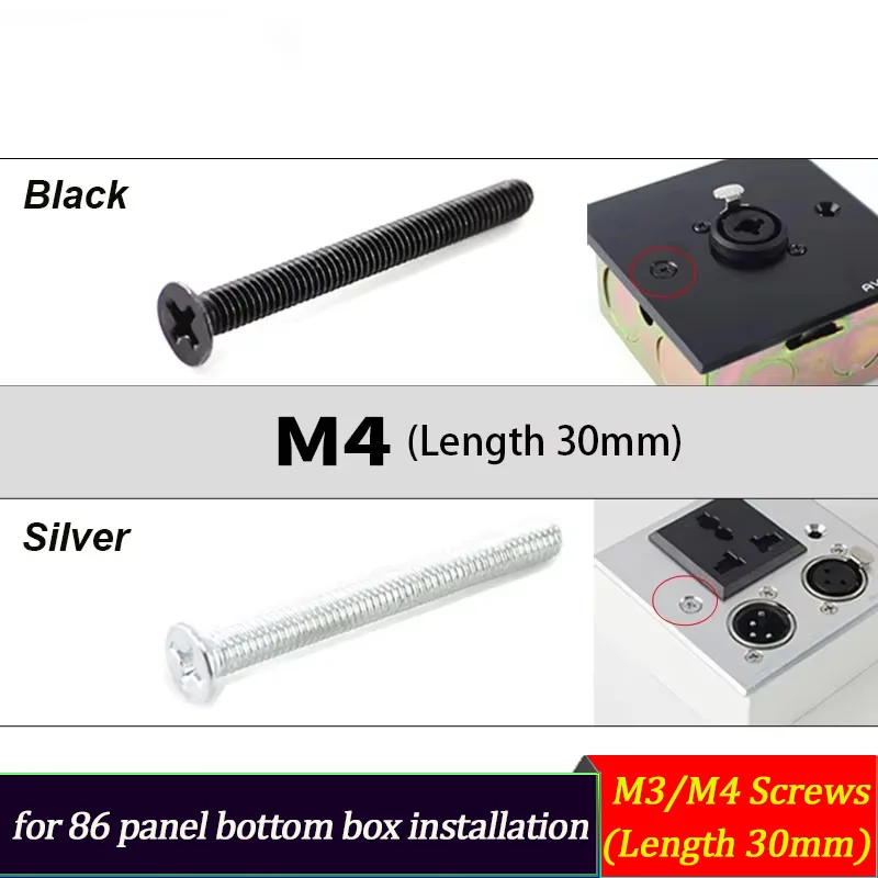 M3/M4 Round Flush Head Screws & Nuts OD 12/14/30mm for Audio Video 86 Cabinet Panel D Type Module Sockets