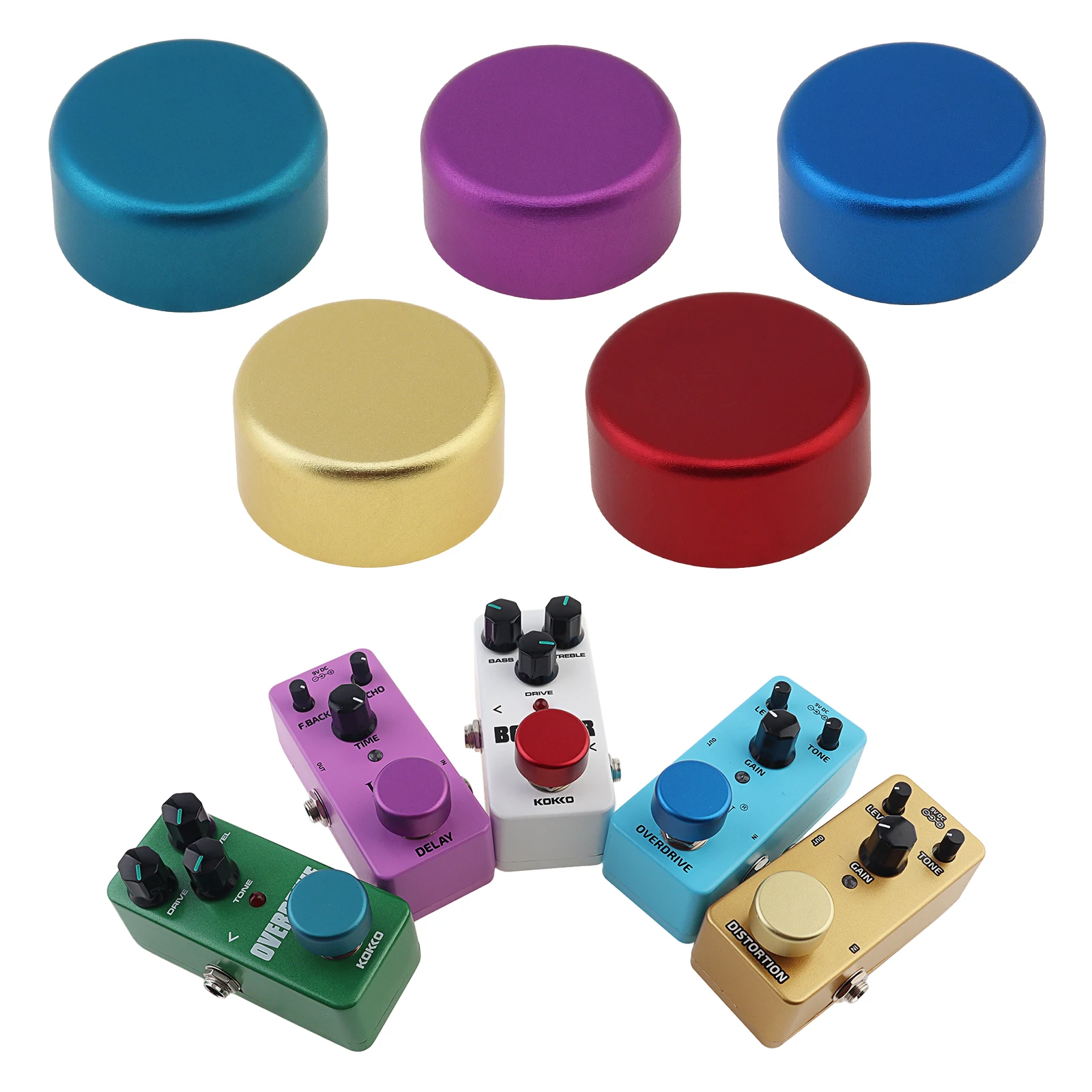 Aluminum Alloy Shell Colorful Dot Painted Guitar Effect Pedal Foot Switch Protection Cap, Tool-Free Snap-On Pedal Foot Nail Cap