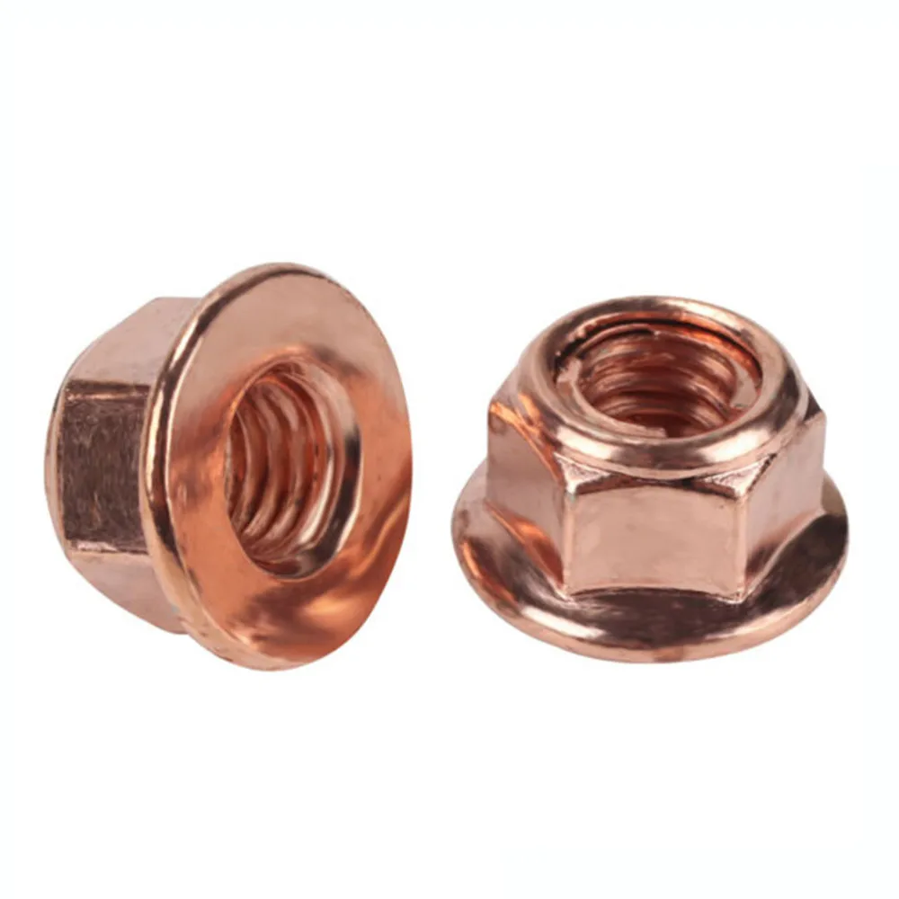 50x M8 Copper-plated Flashed Exhaust Nuts SW 13 Manifold Stud Hex Nut 8mm Turbocharger Nut Car Fasteners Accessories