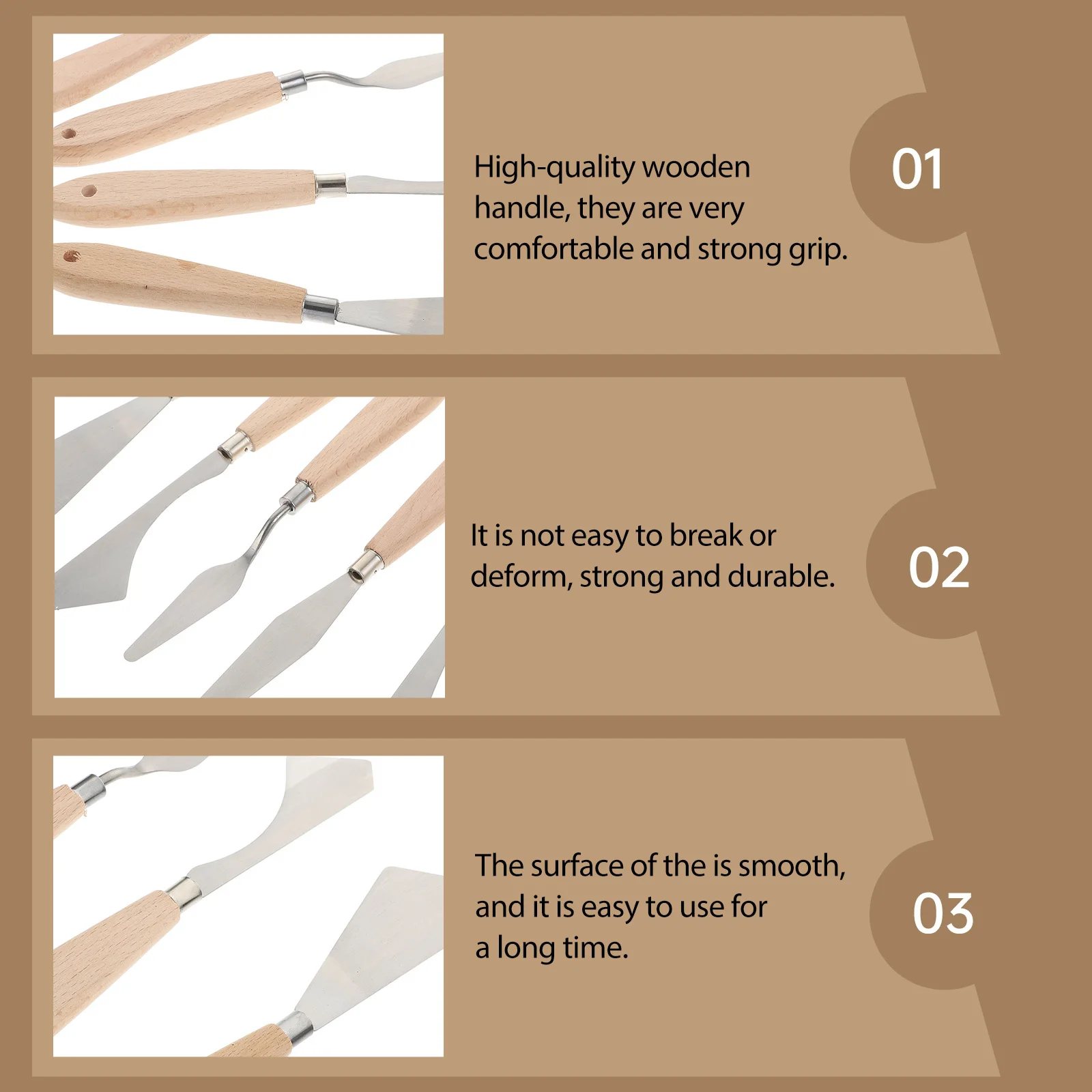 

5Pcs Oil Painting Knife Set Premium Stainless Steel Blades Wooden Handles for Mixing Colors Acrylic Painting Tools Art Supplies