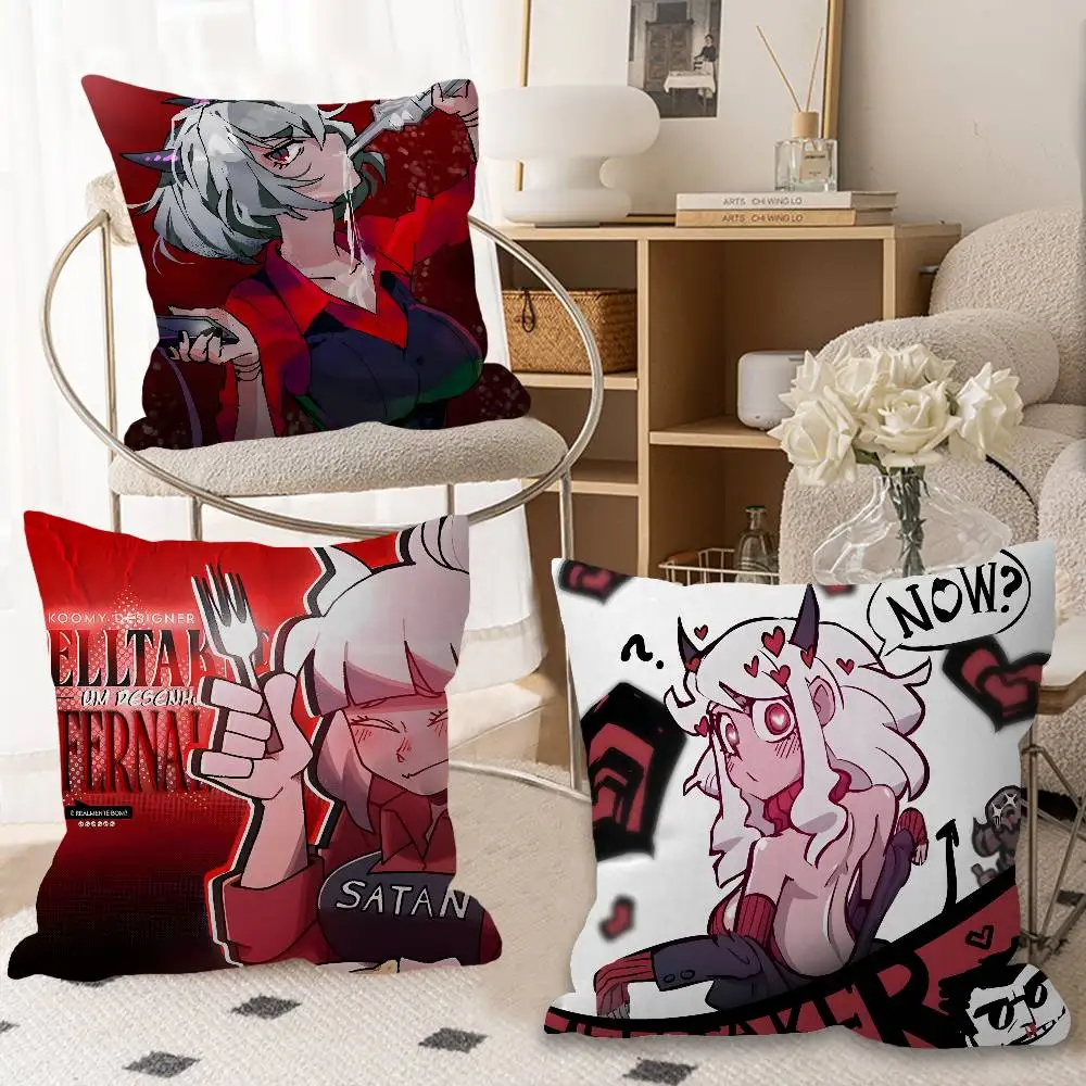 H-Helltaker Edgy-Demonic Office Cushion Pillowcase Car Cushion Cover45X45CM Lumbar Pillowcase Sofa Pillowcover
